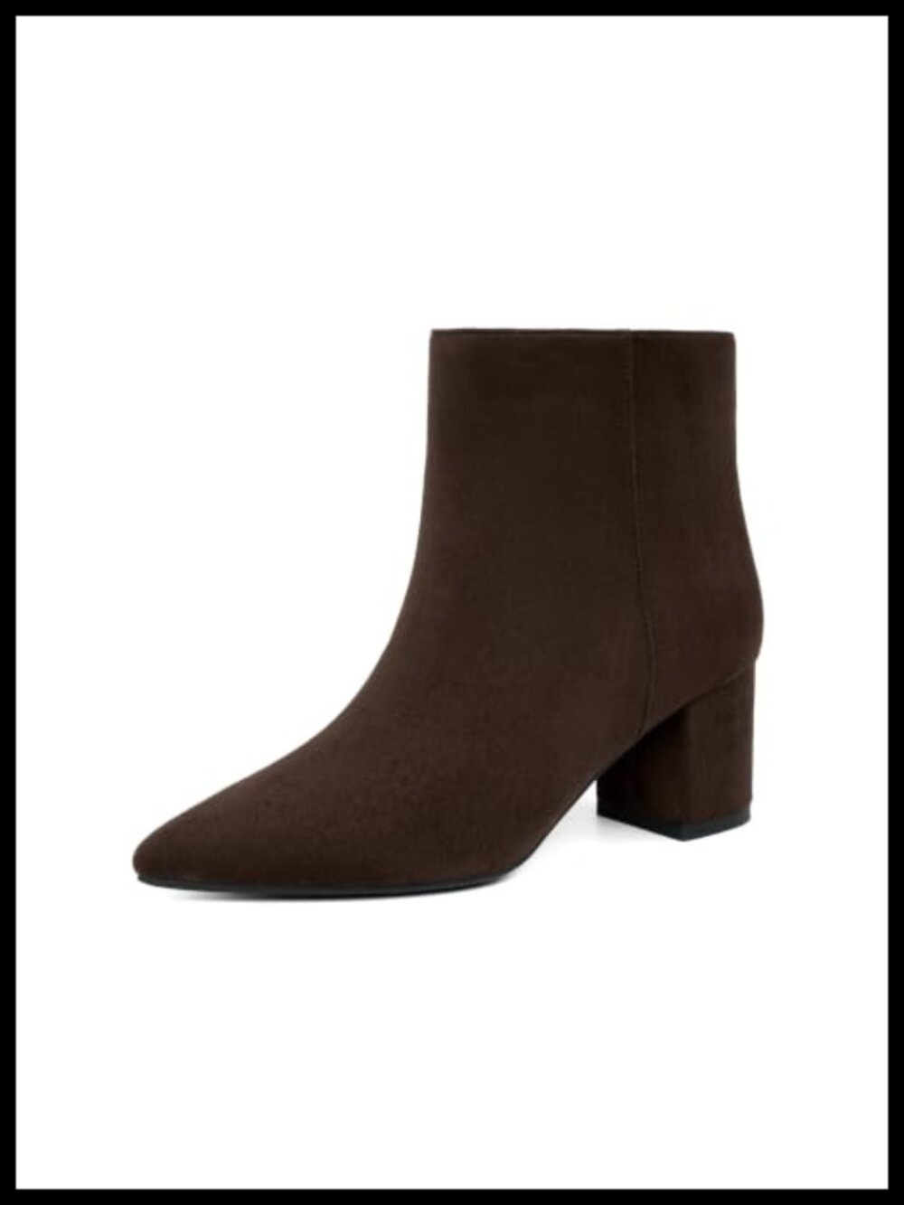 Women's Faux Suede Pointed Toe Ankle Boots Chunky Block Heel Short Booties